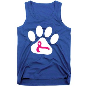 Dog Paw Print Breast Cancer Awareness Pink Ribbon Warrior Gift Tank Top