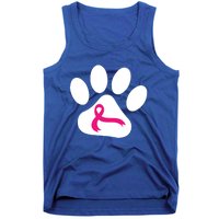 Dog Paw Print Breast Cancer Awareness Pink Ribbon Warrior Gift Tank Top