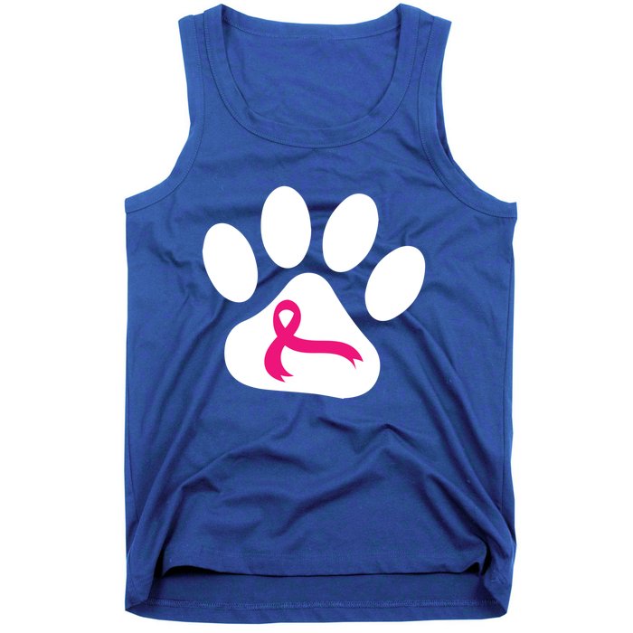 Dog Paw Print Breast Cancer Awareness Pink Ribbon Warrior Gift Tank Top