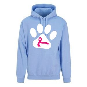 Dog Paw Print Breast Cancer Awareness Pink Ribbon Warrior Gift Unisex Surf Hoodie