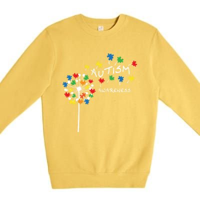 Dandelion Puzzle Piece Cool Autism Awareness Gift Premium Crewneck Sweatshirt