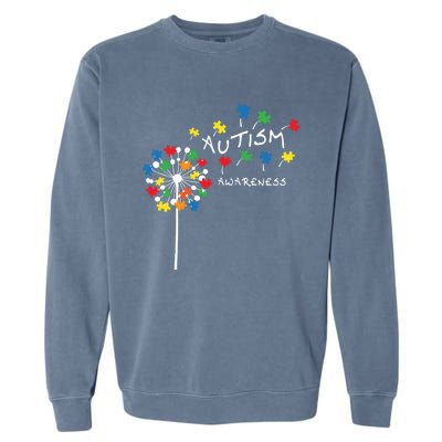 Dandelion Puzzle Piece Cool Autism Awareness Gift Garment-Dyed Sweatshirt