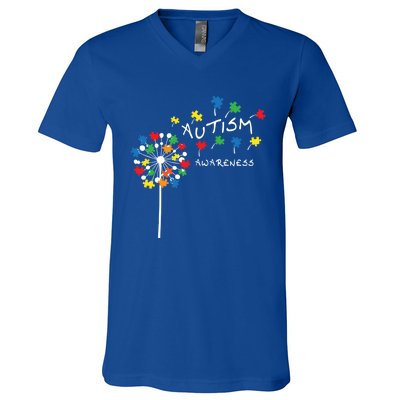 Dandelion Puzzle Piece Cool Autism Awareness Gift V-Neck T-Shirt