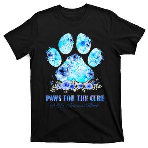 Dog Print Paws For The Cure ALS Awareness Month T-Shirt