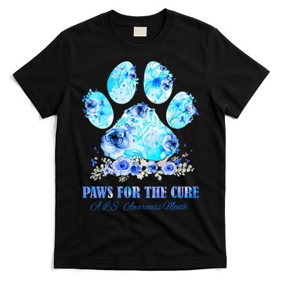 Dog Print Paws For The Cure ALS Awareness Month T-Shirt