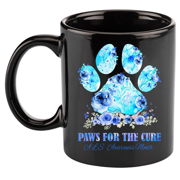 Dog Print Paws For The Cure ALS Awareness Month 11oz C Handle Ceramic Mug