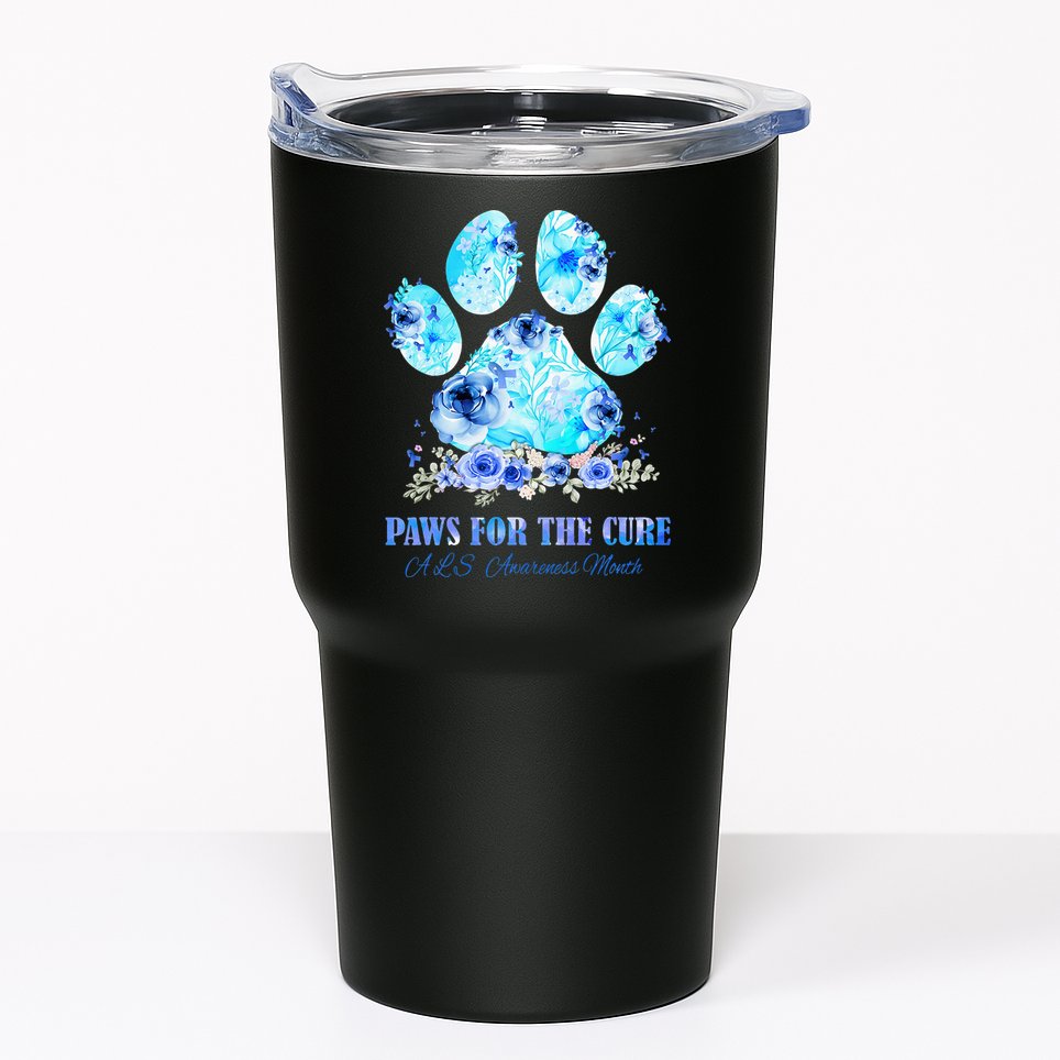 Dog Print Paws For The Cure ALS Awareness Month Tumbler