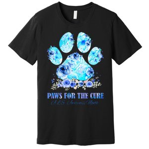 Dog Print Paws For The Cure ALS Awareness Month Premium T-Shirt