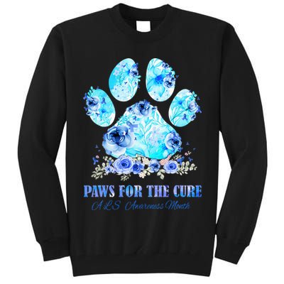 Dog Print Paws For The Cure ALS Awareness Month Tall Sweatshirt