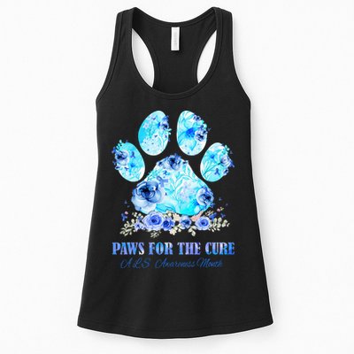 Dog Print Paws For The Cure ALS Awareness Month Womens Tank Top