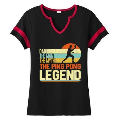 Dad Ping Pong Player Paddle Ball Ping Pong Legend Retro Ladies Halftime Notch Neck Tee