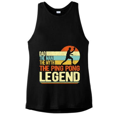 Dad Ping Pong Player Paddle Ball Ping Pong Legend Retro Ladies PosiCharge Tri-Blend Wicking Tank