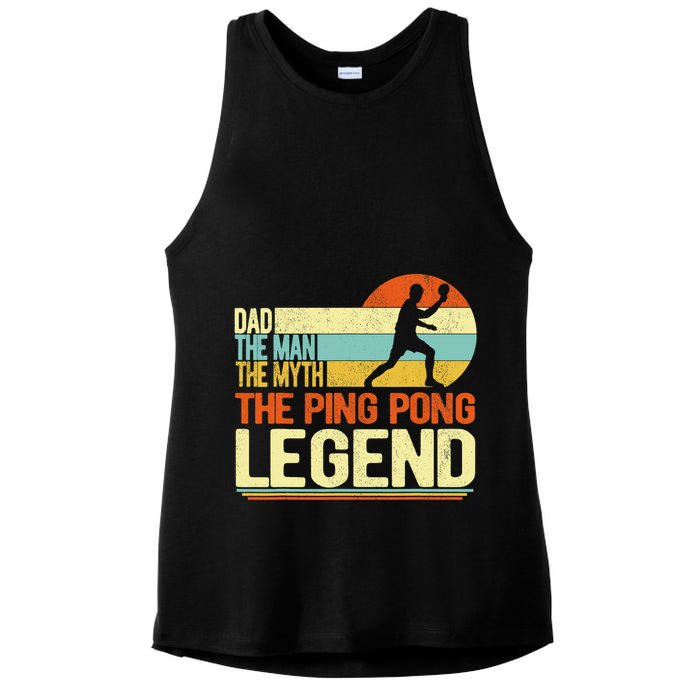 Dad Ping Pong Player Paddle Ball Ping Pong Legend Retro Ladies PosiCharge Tri-Blend Wicking Tank