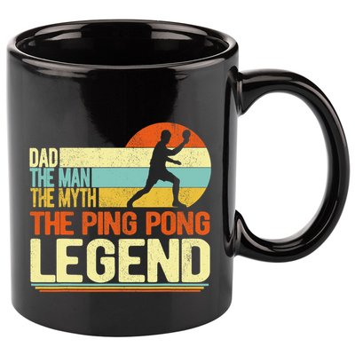 Dad Ping Pong Player Paddle Ball Ping Pong Legend Retro 11oz C Handle Ceramic Mug