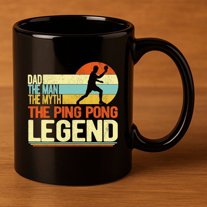Dad Ping Pong Player Paddle Ball Ping Pong Legend Retro 11oz C Handle Ceramic Mug