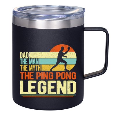 Dad Ping Pong Player Paddle Ball Ping Pong Legend Retro 12oz Stainless Steel Coffee Mug