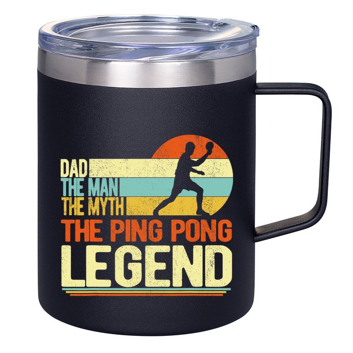 Dad Ping Pong Player Paddle Ball Ping Pong Legend Retro 12oz Stainless Steel Coffee Mug