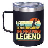 Dad Ping Pong Player Paddle Ball Ping Pong Legend Retro 12oz Stainless Steel Coffee Mug
