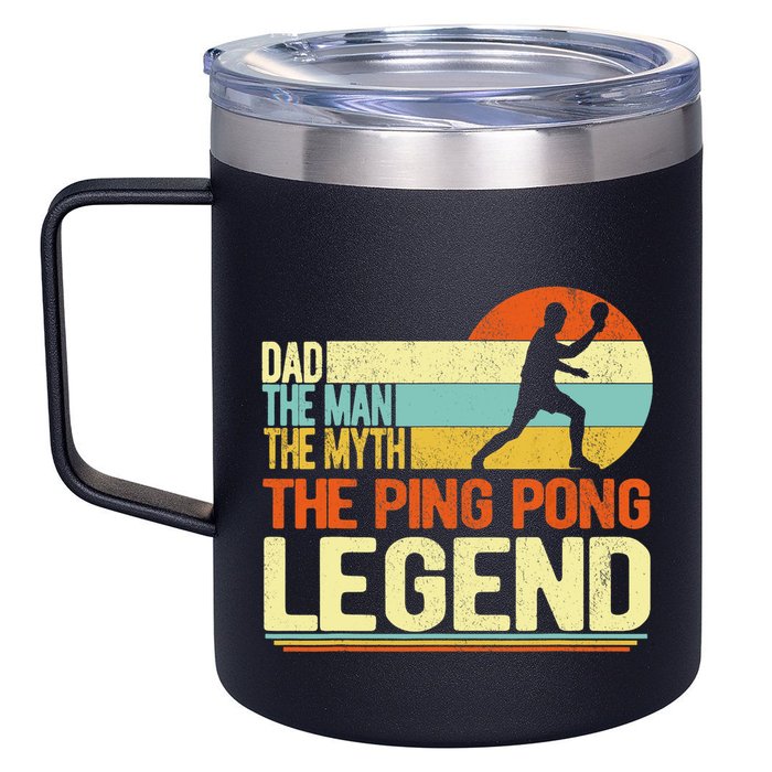 Dad Ping Pong Player Paddle Ball Ping Pong Legend Retro 12oz Stainless Steel Coffee Mug