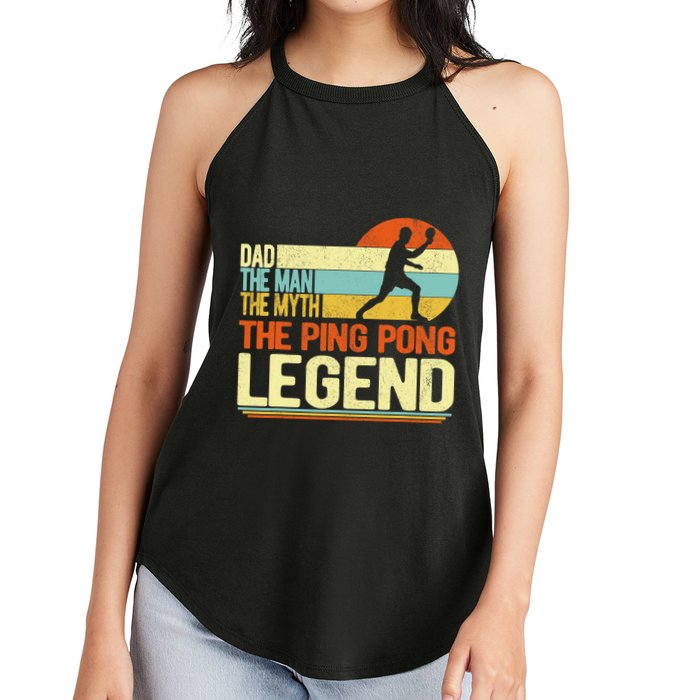Dad Ping Pong Player Paddle Ball Ping Pong Legend Retro Women's Perfect Tri Rocker Tank