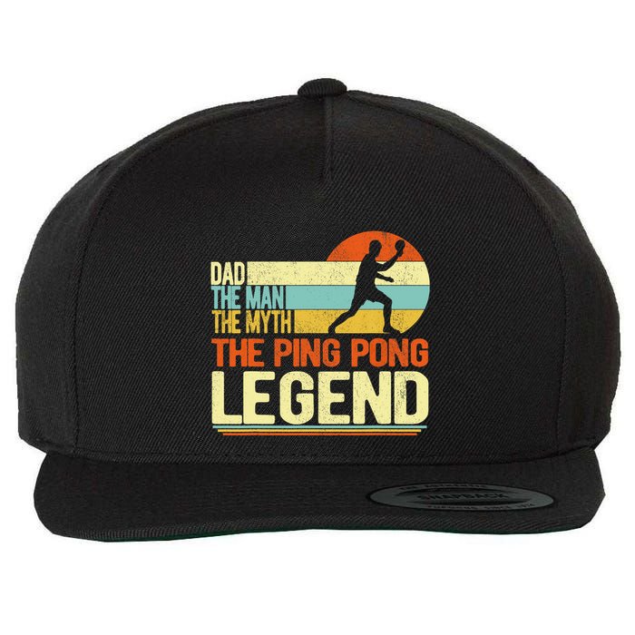 Dad Ping Pong Player Paddle Ball Ping Pong Legend Retro Wool Snapback Cap