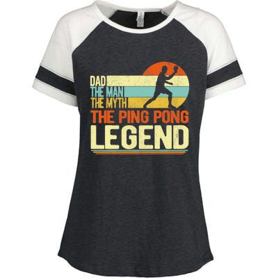 Dad Ping Pong Player Paddle Ball Ping Pong Legend Retro Enza Ladies Jersey Colorblock Tee