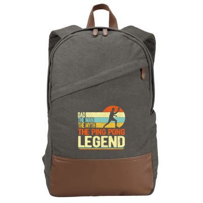Dad Ping Pong Player Paddle Ball Ping Pong Legend Retro Cotton Canvas Backpack