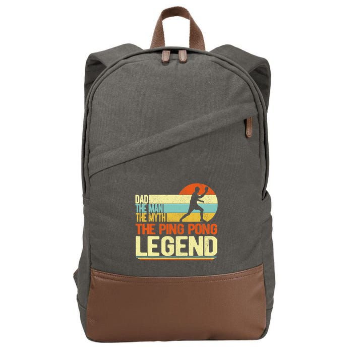 Dad Ping Pong Player Paddle Ball Ping Pong Legend Retro Cotton Canvas Backpack