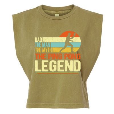 Dad Ping Pong Player Paddle Ball Ping Pong Legend Retro Garment-Dyed Women's Muscle Tee