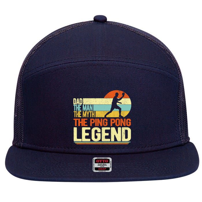 Dad Ping Pong Player Paddle Ball Ping Pong Legend Retro 7 Panel Mesh Trucker Snapback Hat