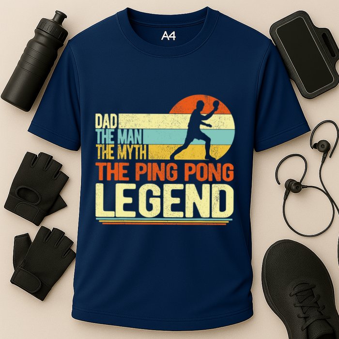 Dad Ping Pong Player Paddle Ball Ping Pong Legend Retro Performance Shirt