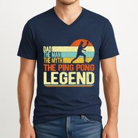 Dad Ping Pong Player Paddle Ball Ping Pong Legend Retro V-Neck T-Shirt