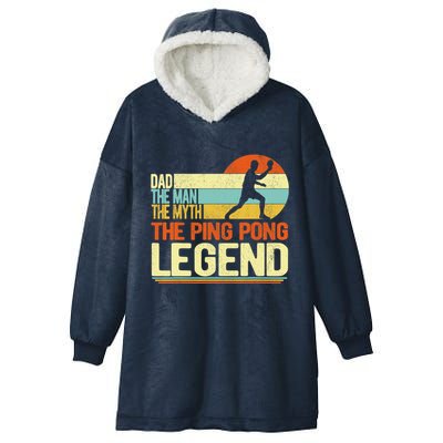 Dad Ping Pong Player Paddle Ball Ping Pong Legend Retro Hooded Wearable Blanket