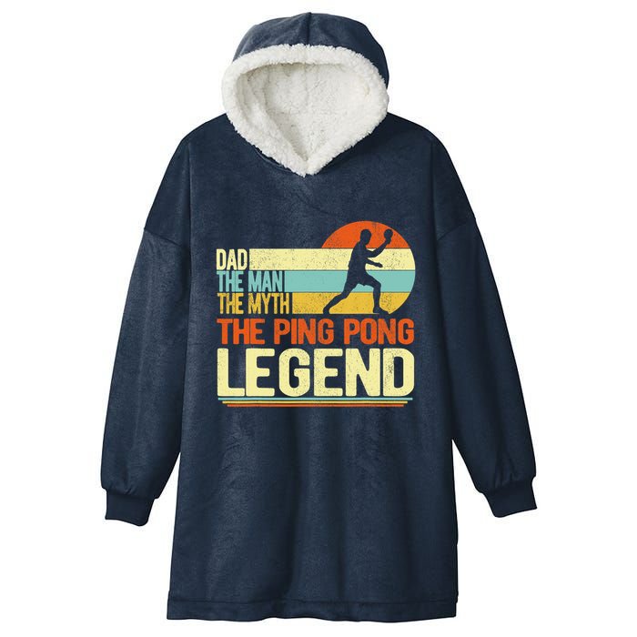Dad Ping Pong Player Paddle Ball Ping Pong Legend Retro Hooded Wearable Blanket