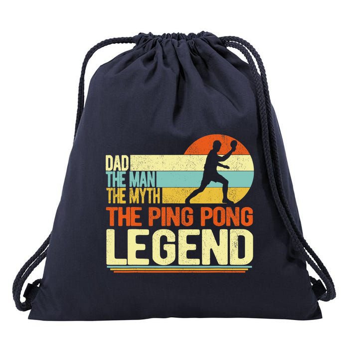 Dad Ping Pong Player Paddle Ball Ping Pong Legend Retro Drawstring Bag