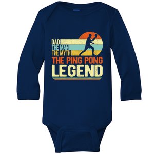 Dad Ping Pong Player Paddle Ball Ping Pong Legend Retro Baby Long Sleeve Bodysuit