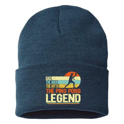 Dad Ping Pong Player Paddle Ball Ping Pong Legend Retro Sustainable Knit Beanie