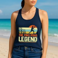 Dad Ping Pong Player Paddle Ball Ping Pong Legend Retro Womens Tank Top