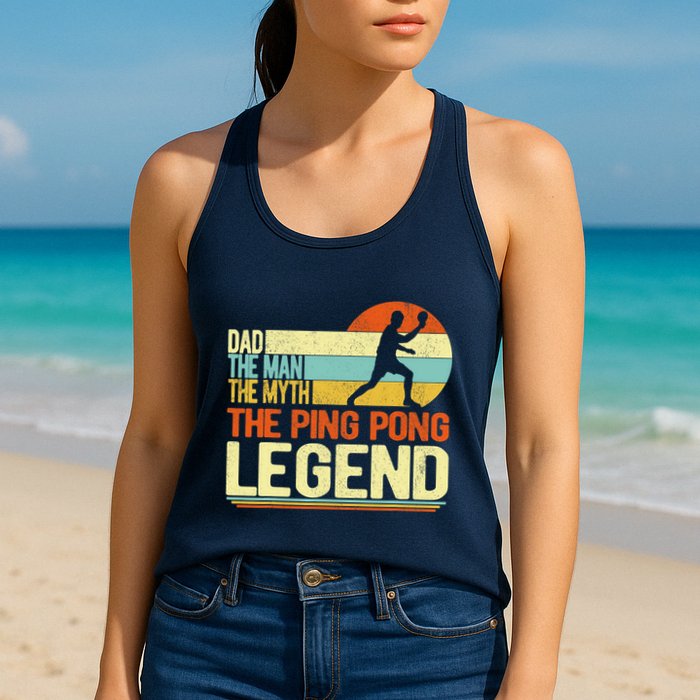 Dad Ping Pong Player Paddle Ball Ping Pong Legend Retro Womens Tank Top