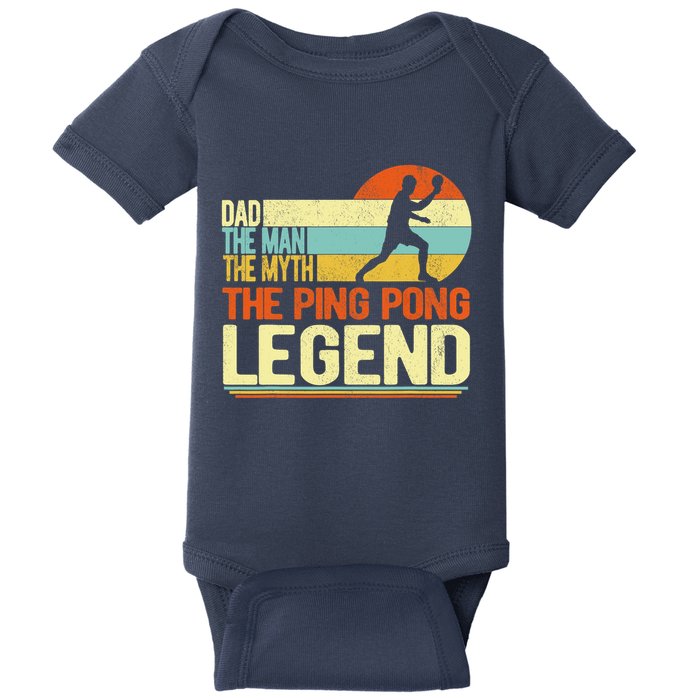 Dad Ping Pong Player Paddle Ball Ping Pong Legend Retro Baby Bodysuit