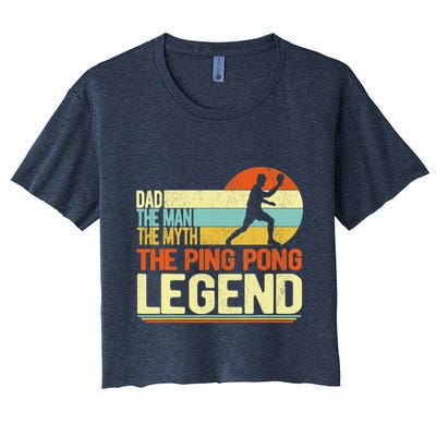 Dad Ping Pong Player Paddle Ball Ping Pong Legend Retro Crop Top
