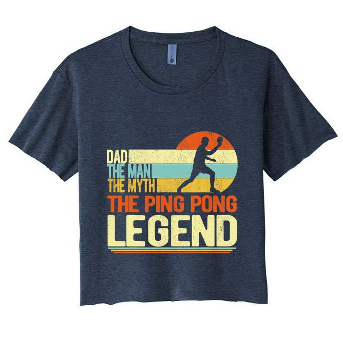 Dad Ping Pong Player Paddle Ball Ping Pong Legend Retro Crop Top
