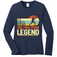 Dad Ping Pong Player Paddle Ball Ping Pong Legend Retro Ladies Long Sleeve Shirt