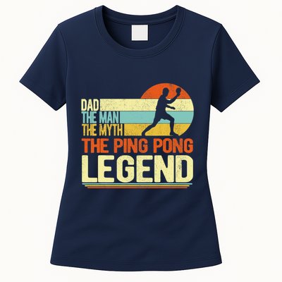 Dad Ping Pong Player Paddle Ball Ping Pong Legend Retro Womens T-Shirt