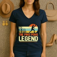 Dad Ping Pong Player Paddle Ball Ping Pong Legend Retro Women's V-Neck T-Shirt
