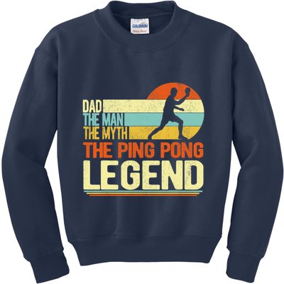 Dad Ping Pong Player Paddle Ball Ping Pong Legend Retro Kids Sweatshirt