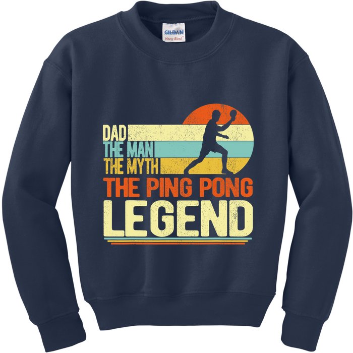 Dad Ping Pong Player Paddle Ball Ping Pong Legend Retro Kids Sweatshirt