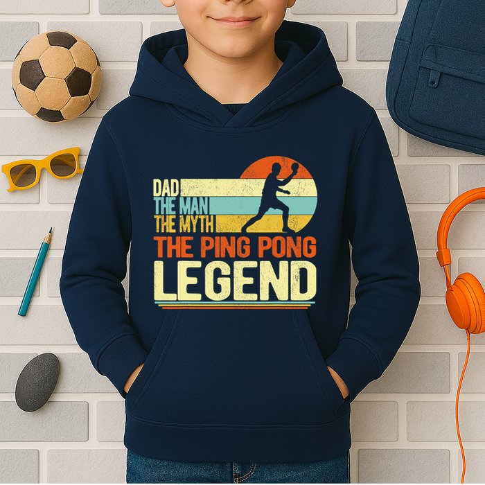 Dad Ping Pong Player Paddle Ball Ping Pong Legend Retro Kids Hoodie