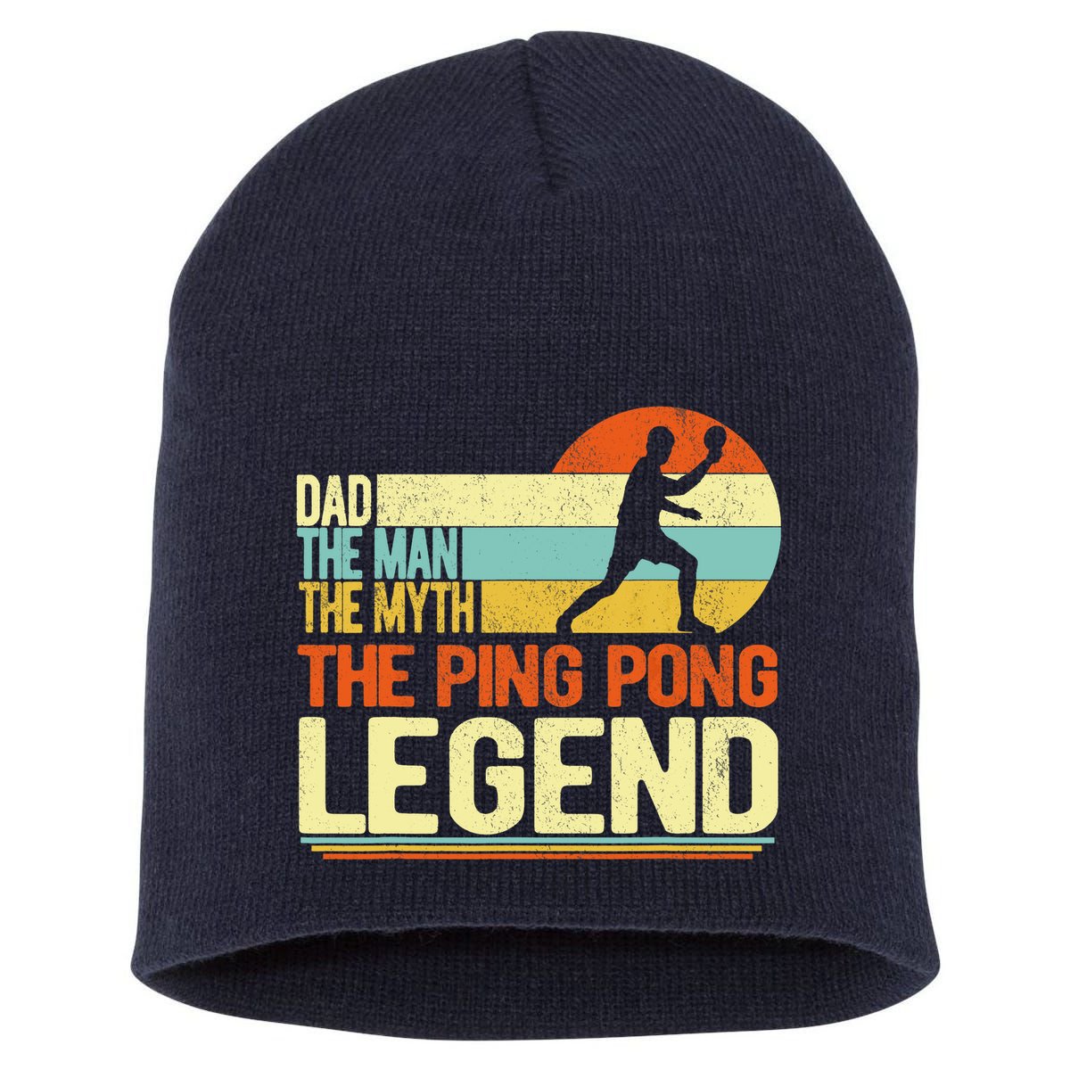 Dad Ping Pong Player Paddle Ball Ping Pong Legend Retro Short Acrylic Beanie
