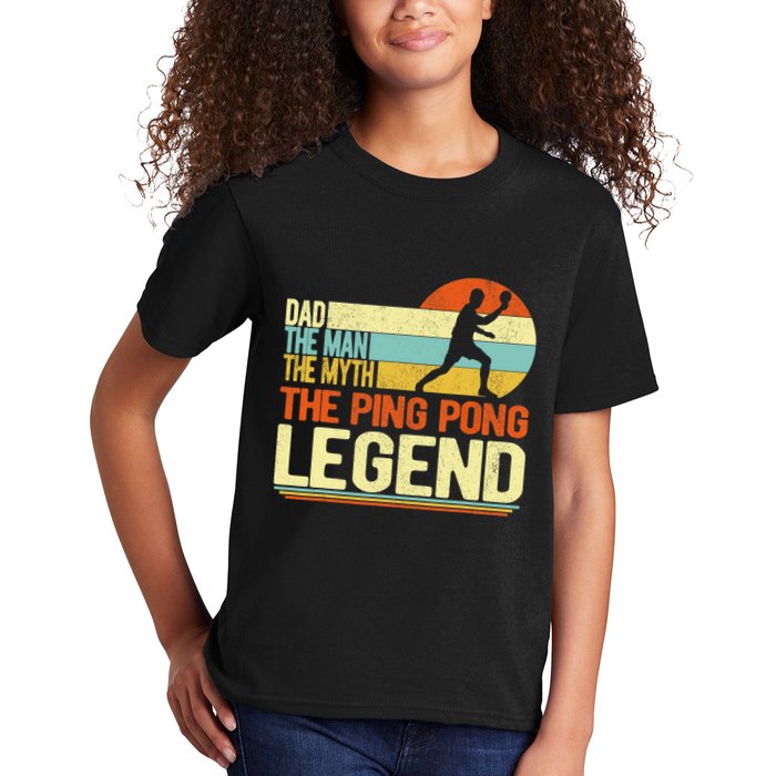 Dad Ping Pong Player Paddle Ball Ping Pong Legend Retro Kids T-Shirt